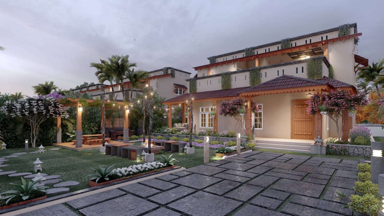 EVENING VIEW EAST VILLA RENDER